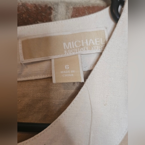 Michael Kors: Nomad Tan/White Midi Dress | NWT!! - Picture 3 of 8